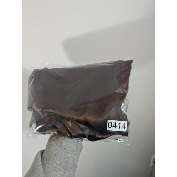 Asos Womens Brown Satin Midweight Notch Collar Button Up Shirt Sz M Capsule Luxe - Picture 8 of 8